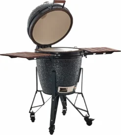 The Bastard Keramikgrill Classic Large - Complete - Schwarz Glänzend - Modell 2023 -Grill Verkaufs-Shop Bastard Grill Large Complete Deckel offen BC201