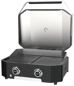 COZZE Plancha 600 / Plancha Grill Mit 2 Gusseisen Grillplatten -Grill Verkaufs-Shop COZZE Plancha Grill 600 2 Brenner open