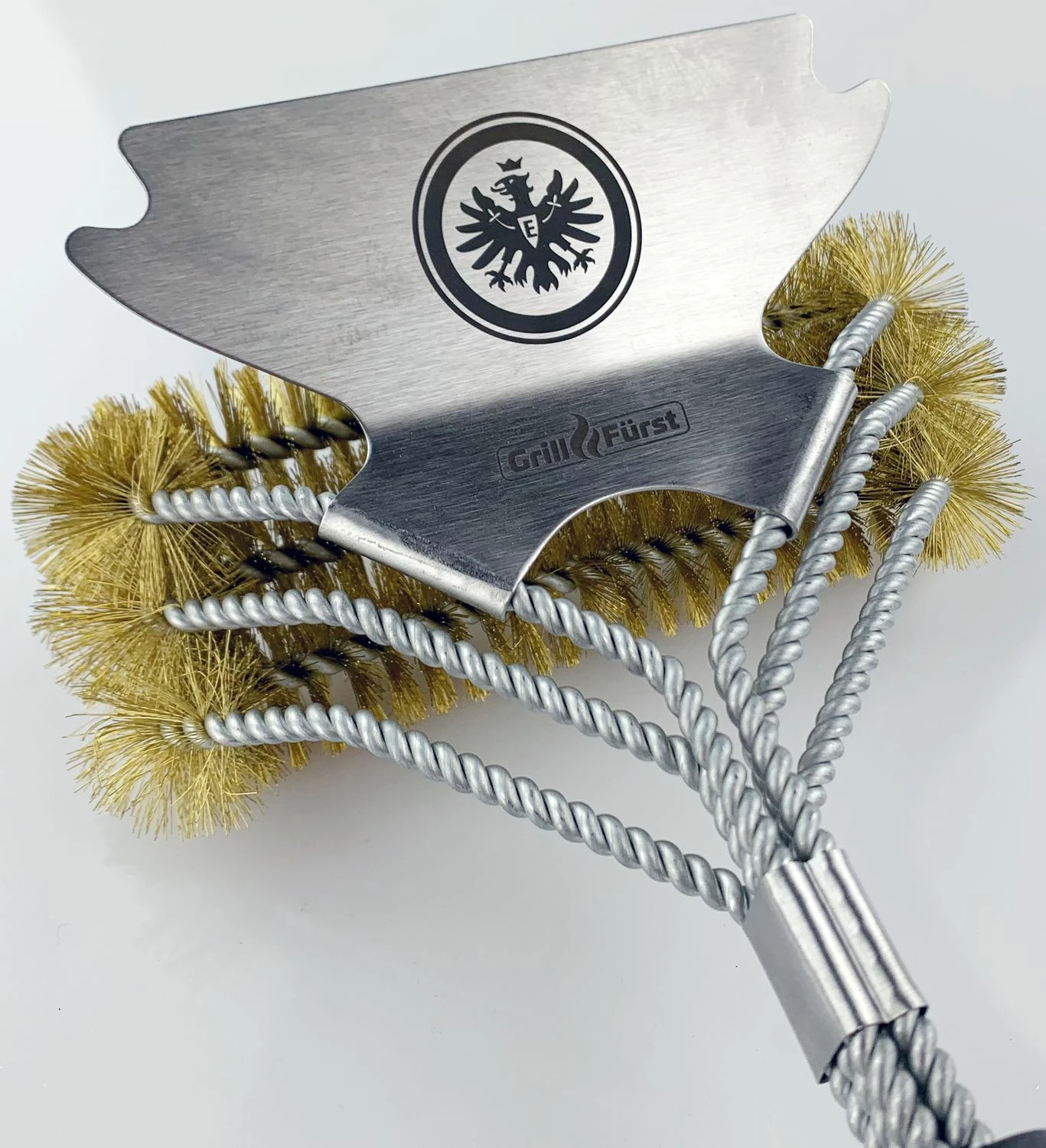 Grillfürst Grillbürste - Eintracht Frankfurt Edition - Messing Für Gusseisen Roste, Mit Breitem 3-fach Bürstenkopf Und Schaber 1 Grillfürst Grillbürste - Eintracht Frankfurt Edition - Messing Für Gusseisen Roste, Mit Breitem 3-fach Bürstenkopf Und Schaber