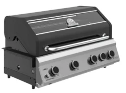Grillfürst G490G 4-Brenner Einbaugrill - Black Edition - Mit Heckbrenner Und Gusseisen Rosten
