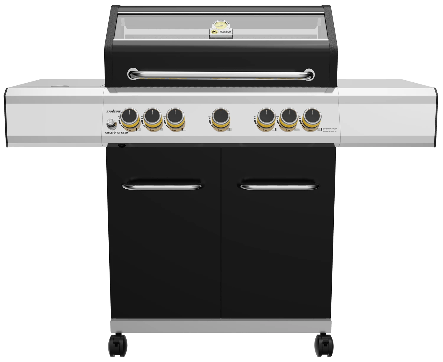 Grillfürst G520G 5-Brenner Gasgrill Borussia Dortmund Edition Mit Hochtemperaturbrenner, Heckbrenner Und Gusseisen Rosten 1 Grillfürst G520G 5-Brenner Gasgrill Borussia Dortmund Edition Mit Hochtemperaturbrenner, Heckbrenner Und Gusseisen Rosten
