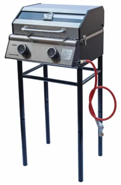 Grillfürst G201E 2-Brenner Gasgrill Portabel V2 - Campinggrill / Balkongrill 50mbar - Inkl. Untergestell -Grill Verkaufs-Shop Grillfuerst Untergestell G201