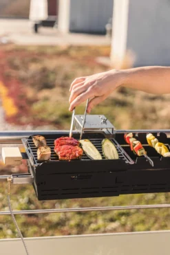 Knister Gasgrill - Ausziehbarer Kompaktgrill -Grill Verkaufs-Shop Knister Gasgrill Fleisch Grillrost Spiesse