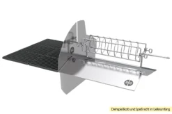 Outdoorchef Dualchef S 425 G Edelstahl Gasgrill Mit Seitenkocher + Blazing Zone Infrarotbrenner + DGS Gusseisen Grillrost 2 Stk. + DGS Gemüse Grillrost 2 Stk. -Grill Verkaufs-Shop Outdoorchef Dualchef Heat Diffuser Drehspiess 2