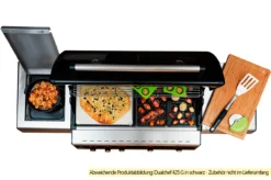 Outdoorchef Dualchef S 425 G Edelstahl Gasgrill Mit Seitenkocher + Blazing Zone Infrarotbrenner + DGS Gusseisen Grillrost 2 Stk. + DGS Gemüse Grillrost 2 Stk. -Grill Verkaufs-Shop Outdoorchef Dualchef S 425 G Pizzastein Seitenkocher 2