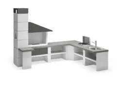 Palazzetti Gartenküche: Modul Ecke, Marmortech Grau