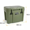 Petromax Kühlbox 25 Liter Oliv - Inkl. Sitzkissen, Haft-Unterlage Und Einsatzkorb