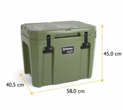 Petromax Kühlbox 25 Liter Oliv - Inkl. Sitzkissen, Haft-Unterlage Und Einsatzkorb