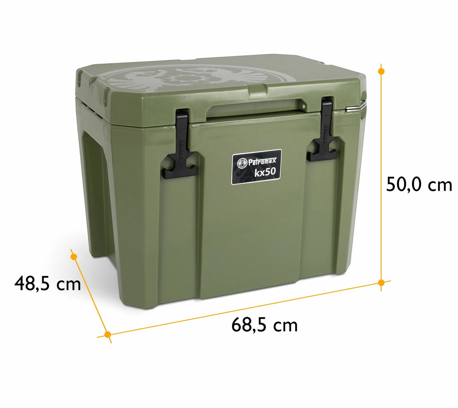 Petromax Kühlbox 50 Liter Oliv - Inkl. Sitzkissen, Haft-Unterlage Und Einsatzkorb 1 Petromax Kühlbox 50 Liter Oliv - Inkl. Sitzkissen, Haft-Unterlage Und Einsatzkorb