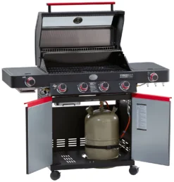 Rösle Videro G4-S VARIO+ Schwarz Gasgrill - FC Bayern Edition - Inkl. FC Bayern Abdeckhaube, Grillzange, Grillbürste Und Grillhandschuhe -Grill Verkaufs-Shop Roesle Videro G4 S FC Bayern Unterschrank offen 1