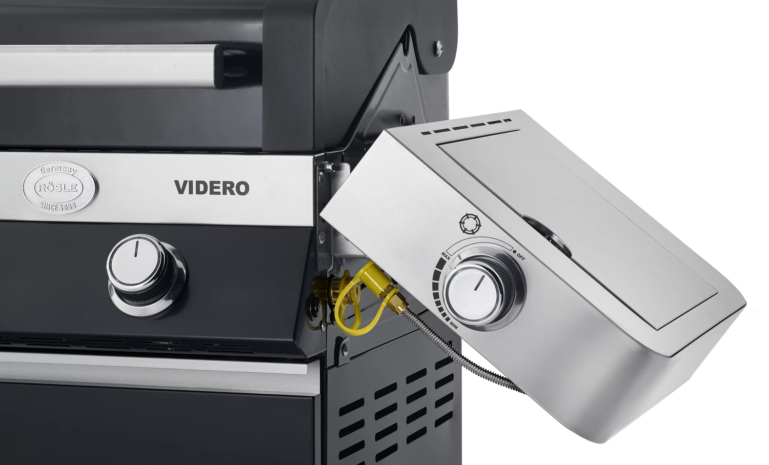 Rösle Gasgrill Videro G4-S VARIO+ Schwarz - Modell 2023 - SMART Deal Inkl. Grillfürst Grill Control + Abdeckhaube Und Grillplatte 8 Rösle Gasgrill Videro G4-S VARIO+ Schwarz - Modell 2023 - SMART Deal Inkl. Grillfürst Grill Control + Abdeckhaube Und Grillplatte – Bild 8