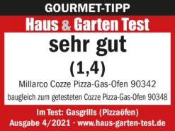 COZZE Pizzaofen Gas 34 Cm (13") Mit Thermometer - Inkl. Pizzastein -Grill Verkaufs-Shop Testlogo Cozze Pizzaofen Gas 90342
