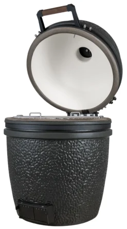 The Bastard Keramikgrill VX Large - Solo - Schwarz Matt - Modell 2023 -Grill Verkaufs-Shop The Bastard VX Keramikgrill Large Solo offen rechts