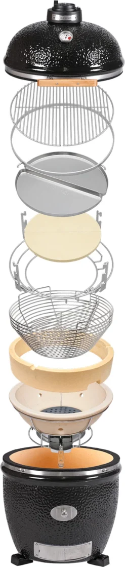 Monolith Grill CLASSIC BBQ GURU - PRO-Serie 1.0 Schwarz - MIT Gestell Und Seitentischen -Grill Verkaufs-Shop monolith pro serie aufbau 2