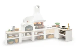 Palazzetti Gartenküche: Modul 2- Flammige Gaskochstelle Mit Edelstahl Abdeckung, Marmortech Rot